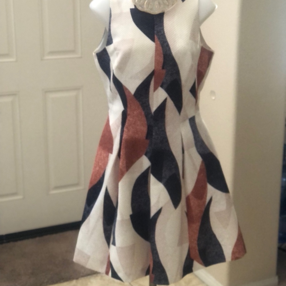 H&M Abstract Pattern Mini Dress - Black, White, Brown